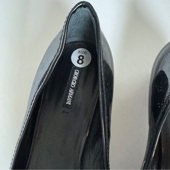 Giorgio Armani Black Block Heel Patent Leather Mules Size 8/38.5 NWOB - Picture 6 of 8